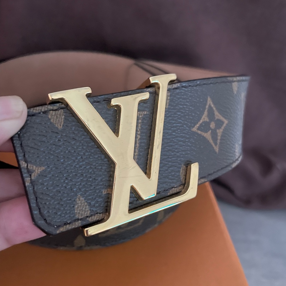 Louis Vuitton Monogram Belt with Gold LV Buckle
